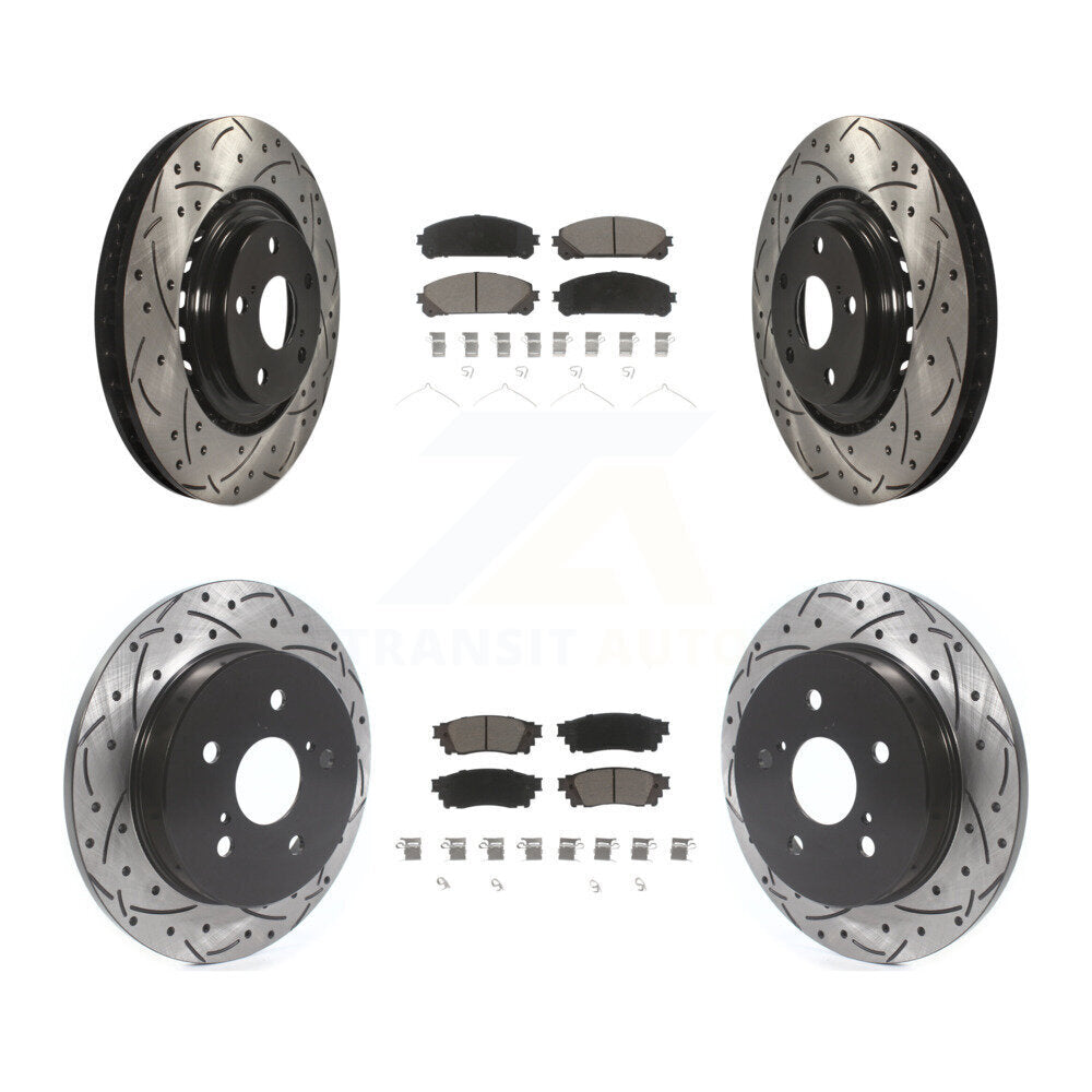Front Rear Drill Slot Brake Rotors Ceramic Pad Kit For Lexus NX200t NX300 NX300h