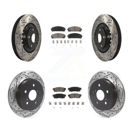 Front Rear Drill Slot Brake Rotors Ceramic Pad Kit For Lexus NX200t NX300 NX300h
