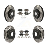 [Front+Rear] 2008 Audi A3 Quattro Performance Drilled & Slotted Brake Rotor & Ceramic Pads Kit For Max Braking