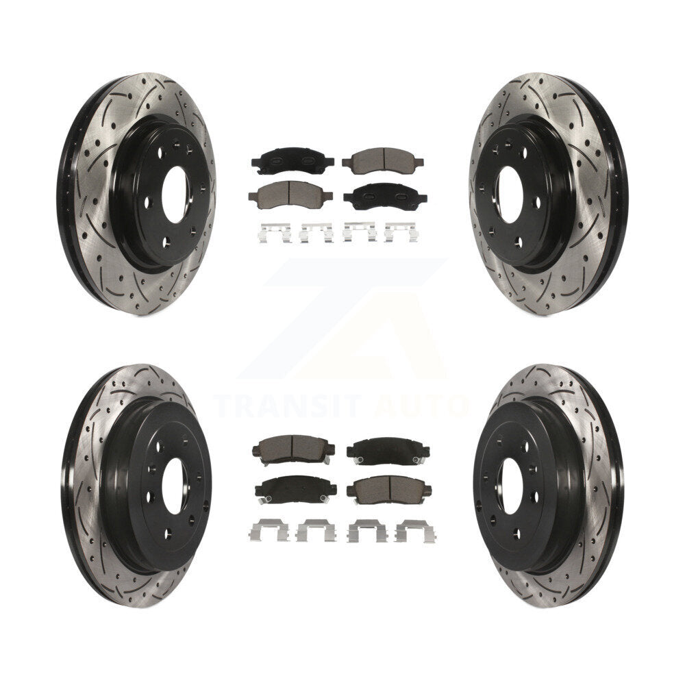 Front Rear Drilled Slot Brake Rotor & Ceramic Pad Kit For Chevrolet Traverse GMC