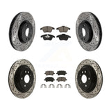 Front Rear Coated Drilled Slotted Disc Brake Rotor Ceramic Pad Kit For Volvo S60