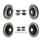 Front Rear Coated Drilled Slotted Disc Brake Rotor Ceramic Pad Kit For Volvo V70