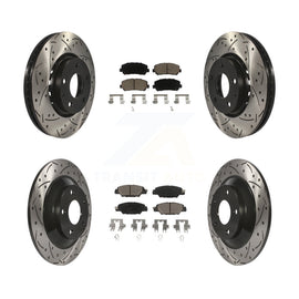 Front Rear Coated Drilled Slot Disc Brake Rotor & Ceramic Pad Kit For Mazda CX-5