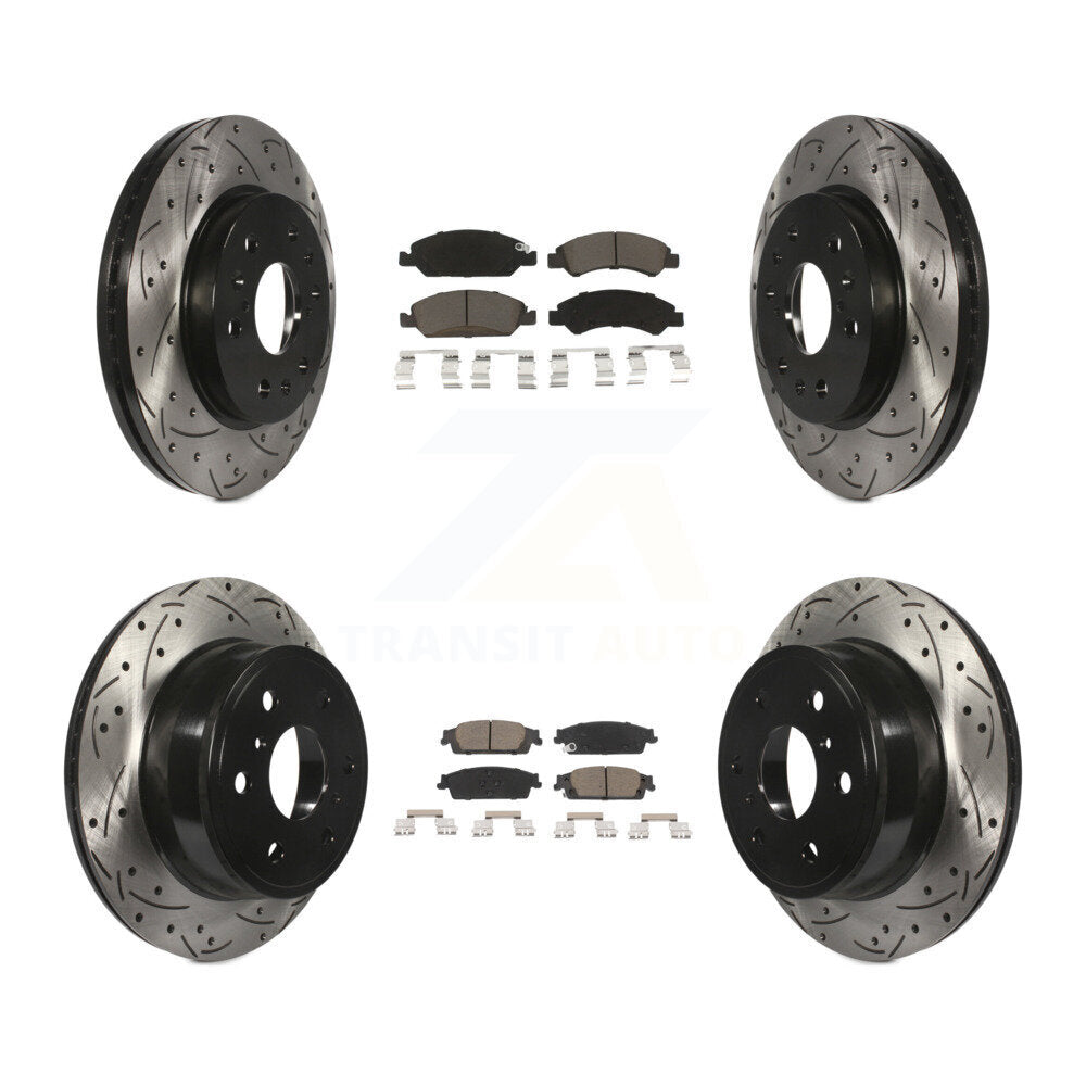 Front Rear Drilled Slot Brake Rotor Ceramic Pad Kit For Chevrolet Silverado 1500