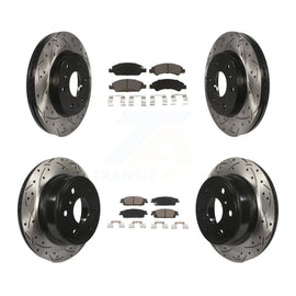 Front Rear Drilled Slot Brake Rotor Ceramic Pad Kit For Chevrolet Silverado 1500