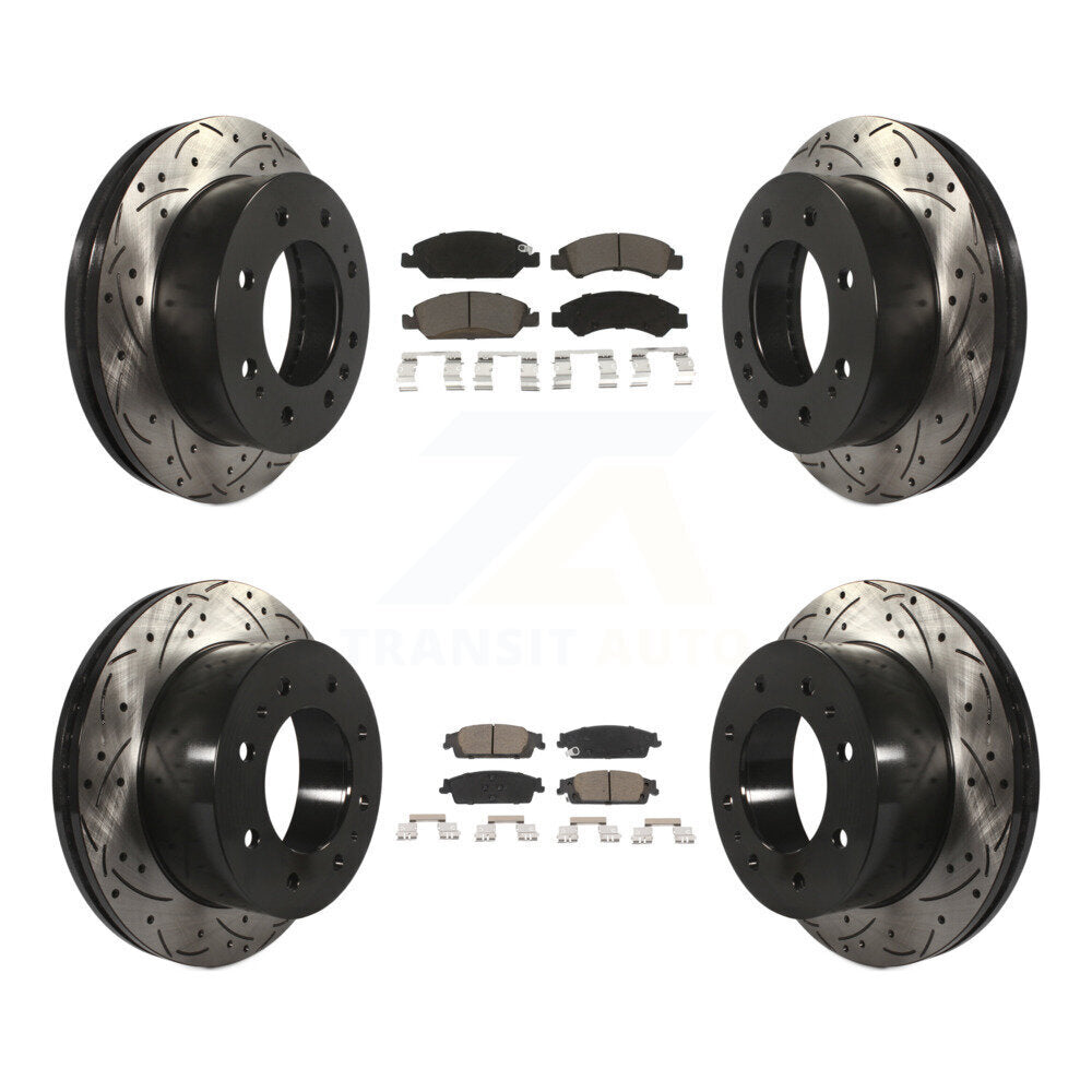 Front Rear Drilled Slot Disc Brake Rotors Ceramic Pad Kit For Chevrolet Suburban