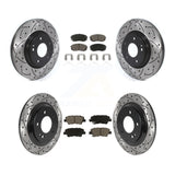 Front Rear Coated Drilled Slot Disc Brake Rotor & Ceramic Pad Kit For Kia Optima