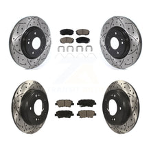 Charger l'image dans la galerie, [Front+Rear] 2021-2022 Kia Forte 1.6L Performance Drilled &amp; Slotted Brake Rotor &amp; Ceramic Pads Kit For Max Braking