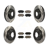 Front Rear Drilled Slot Brake Rotor Ceramic Pad Kit For Hyundai Veloster Elantra