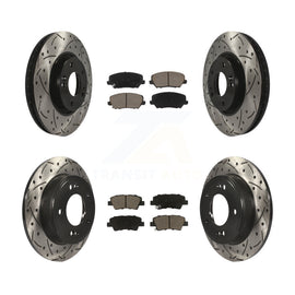 Front Rear Coat Drill Slot Disc Brake Rotor Ceramic Pad Kit For Hyundai Veloster