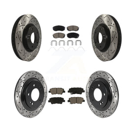 [Front+Rear] 2017-2019 Kia Soul EV Performance Drilled & Slotted Brake Rotor & Ceramic Pads Kit For Max Braking