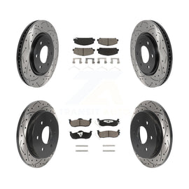 Front Rear Drilled Slot Brake Rotor Ceramic Pad Kit For Nissan Titan Armada QX56