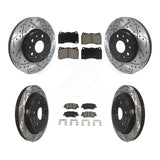 Front Rear Coated Drilled Slot Disc Brake Rotor Ceramic Pad Kit For Cadillac CTS