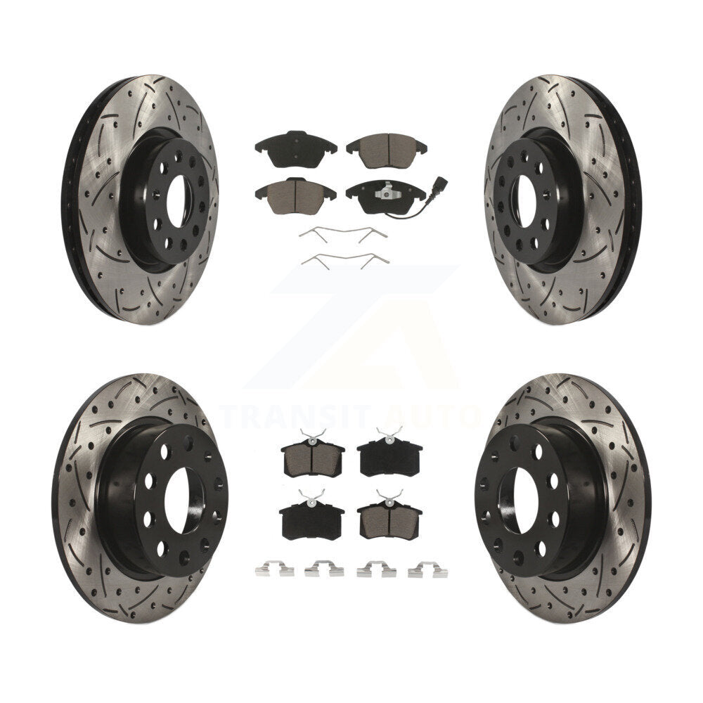 Front Rear Drilled Slot Brake Rotors Ceramic Pad Kit For Volkswagen Jetta Beetle