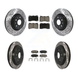 Front Rear Coated Drilled Slot Disc Brake Rotor Ceramic Pad Kit For Cadillac CTS