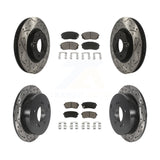 Front Rear Drilled Slot Disc Brake Rotors Ceramic Pad Kit For Hyundai Tucson Kia