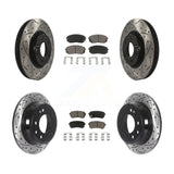 Front Rear Drill Slot Disc Brake Rotors Ceramic Pad Kit For Kia Sportage Hyundai