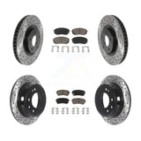 Front Rear Coated Drill Slot Disc Brake Rotor Ceramic Pad Kit For Hyundai Tucson