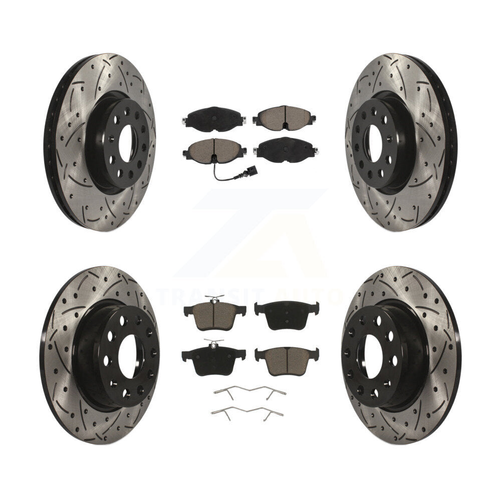 Front Rear Drill Slot Brake Rotors Ceramic Pad Kit For Audi A3 Quattro Sportback