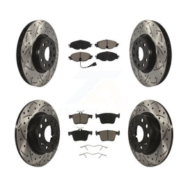 Front Rear Drill Slot Brake Rotors Ceramic Pad Kit For Audi A3 Quattro Sportback