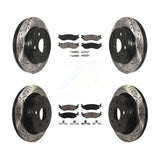 Front Rear Coated Drill Slot Disc Brake Rotor Ceramic Pad Kit For Dodge Ram 1500