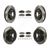 Front Rear Coat Drill Slot Disc Brake Rotor Ceramic Pad Kit For Jeep Wrangler JK