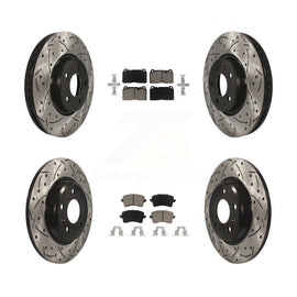 Front Rear Coated Drilled Slotted Disc Brake Rotor & Ceramic Pad Kit For Audi Q5