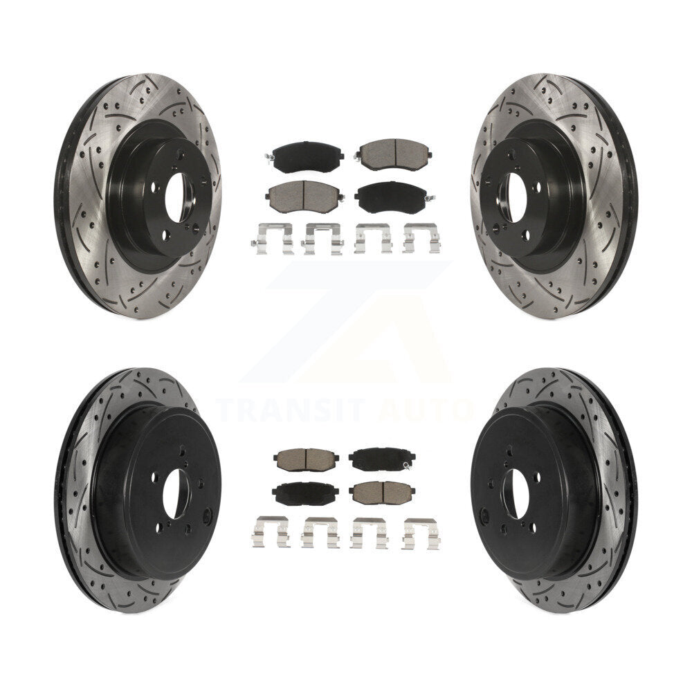 Front Rear Drill Slot Disc Brake Rotors Ceramic Pad Kit For Toyota 86 Subaru BRZ