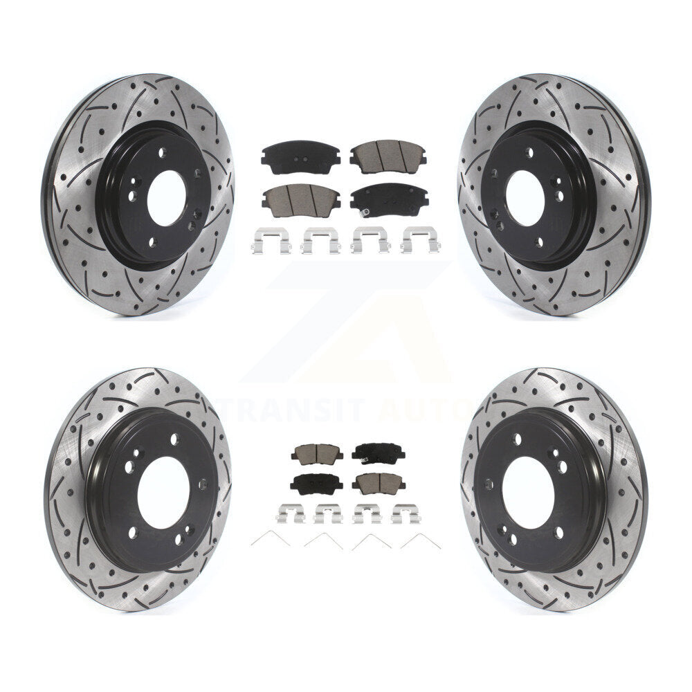 Front Rear Drill Slot Brake Rotor Ceramic Pad Kit For 17-20 Hyundai Elantra 1.6L