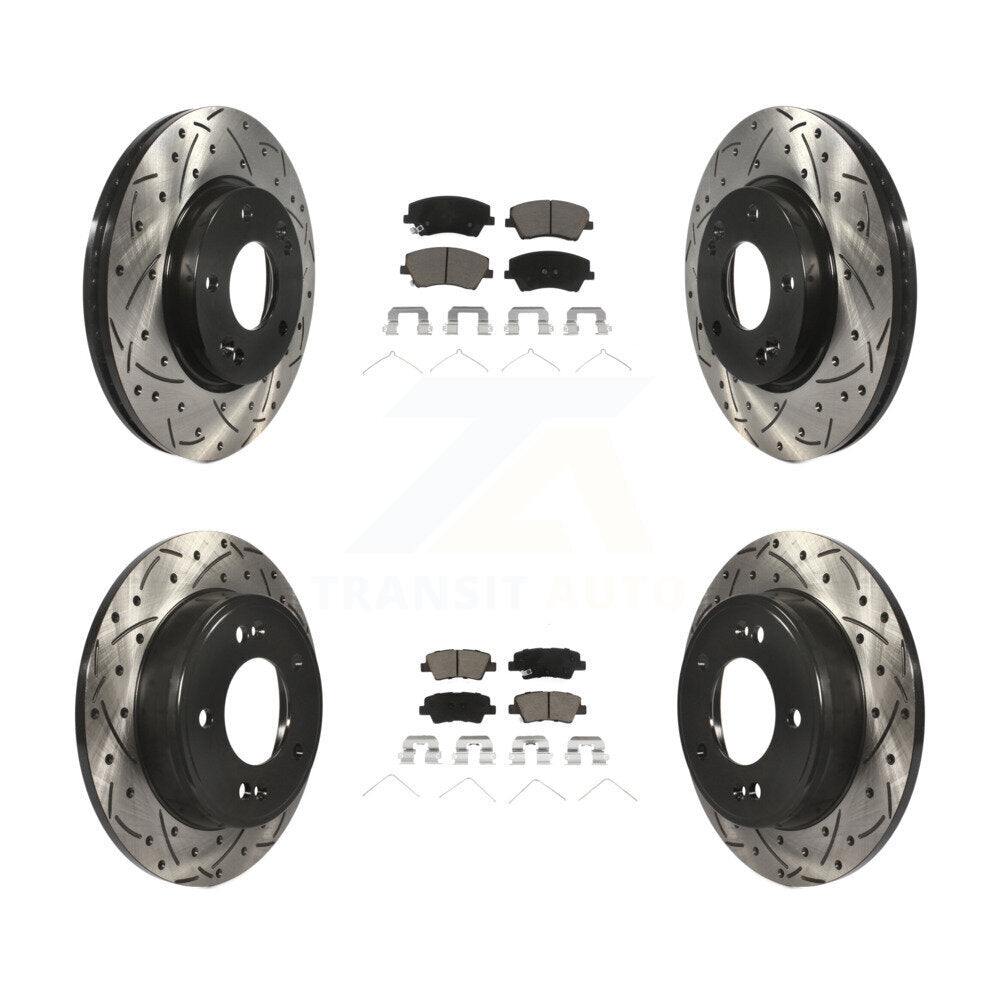 Front Rear Drill Slot Brake Rotor Ceramic Pad Kit For 17-20 Hyundai Elantra 2.0L