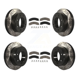 Front Rear Drilled Slot Brake Rotor Ceramic Pad Kit For Chevrolet Silverado 2500
