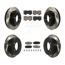 Front Rear Drill Slot Brake Rotor Ceramic Pad Kit For Toyota Tundra Sequoia Land