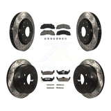 Front Rear Coated Drilled Slot Disc Brake Rotor & Ceramic Pad Kit For Ford F-150