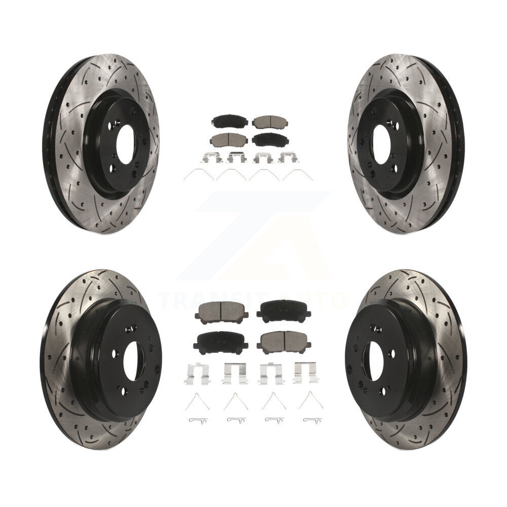 [Front+Rear] 2011-2014 Honda Odyssey Performance Drilled & Slotted Brake Rotor & Ceramic Pads Kit For Max Braking