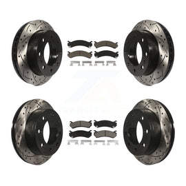 Front Rear Drilled Slot Brake Rotor Ceramic Pad Kit For Chevrolet Silverado 2500