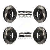 Front Rear Drilled Slot Brake Rotor Ceramic Pad Kit For Chevrolet Silverado 2500