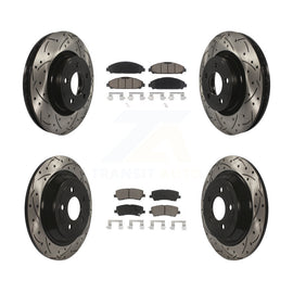 Front Rear Coated Drilled Slot Disc Brake Rotor Ceramic Pad Kit For Ford Mustang