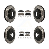 Front Rear Coated Drilled Slot Disc Brake Rotor Ceramic Pad Kit For Ford Mustang