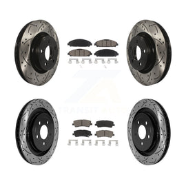 Front Rear Coated Drilled Slot Disc Brake Rotor Ceramic Pad Kit For Ford Mustang