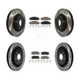 Front Rear Coated Drilled Slot Disc Brake Rotor Ceramic Pad Kit For Ford Mustang