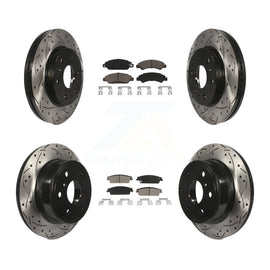 Front Rear Drilled Slot Brake Rotor Ceramic Pad Kit For Chevrolet Tahoe GMC 1500