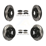 Front Rear Drilled Slot Brake Rotor Ceramic Pad Kit For Chevrolet Tahoe GMC 1500