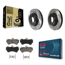 Front Drill Slot Disc Brake Rotor Ceramic Pad Kit For Porsche Cayenne Volkswagen