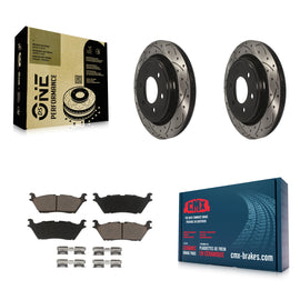 Rotors de frein à disque fendus percés à revêtement arrière et kit de plaquettes en céramique pour Ford F-150 