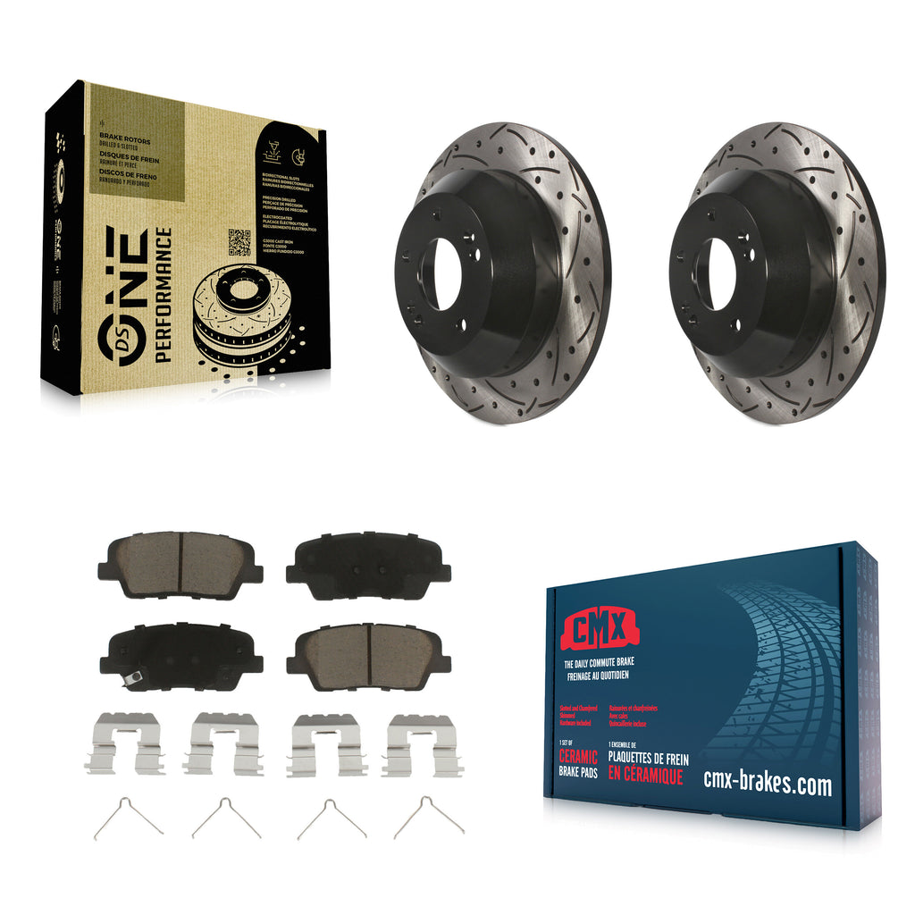 Rear Coated Drilled Slotted Disc Brake Rotor And Ceramic Pad Kit For Kia Sorento