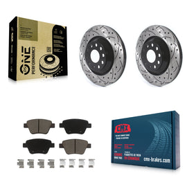 Rear Coated Drilled Slotted Disc Brake Rotors Ceramic Pad Kit For Volkswagen GTI