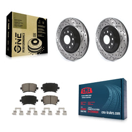 Rear Drill Slot Brake Rotors Ceramic Pad Kit For Volkswagen CC Passat GTI Golf R