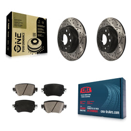 Rear Drill Slot Disc Brake Rotors Ceramic Pad Kit For Volkswagen Passat GTI Golf