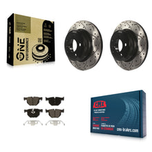 Load image into Gallery viewer, Rear Coated Drilled Slotted Disc Brake Rotors And Ceramic Pads Kit For BMW X5 X6
