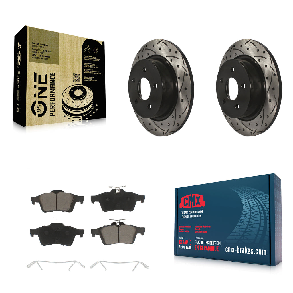 Rear Drill Slot Disc Brake Rotor Ceramic Pad Kit For Ford Escape Transit Connect